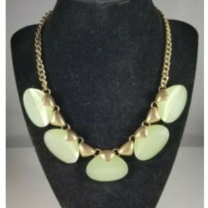 Charming Charlie Green Gold Tone Bib Neckklace